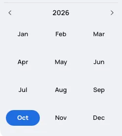 The calendar showing the twelve months of 2026, three to a row, with October marked.