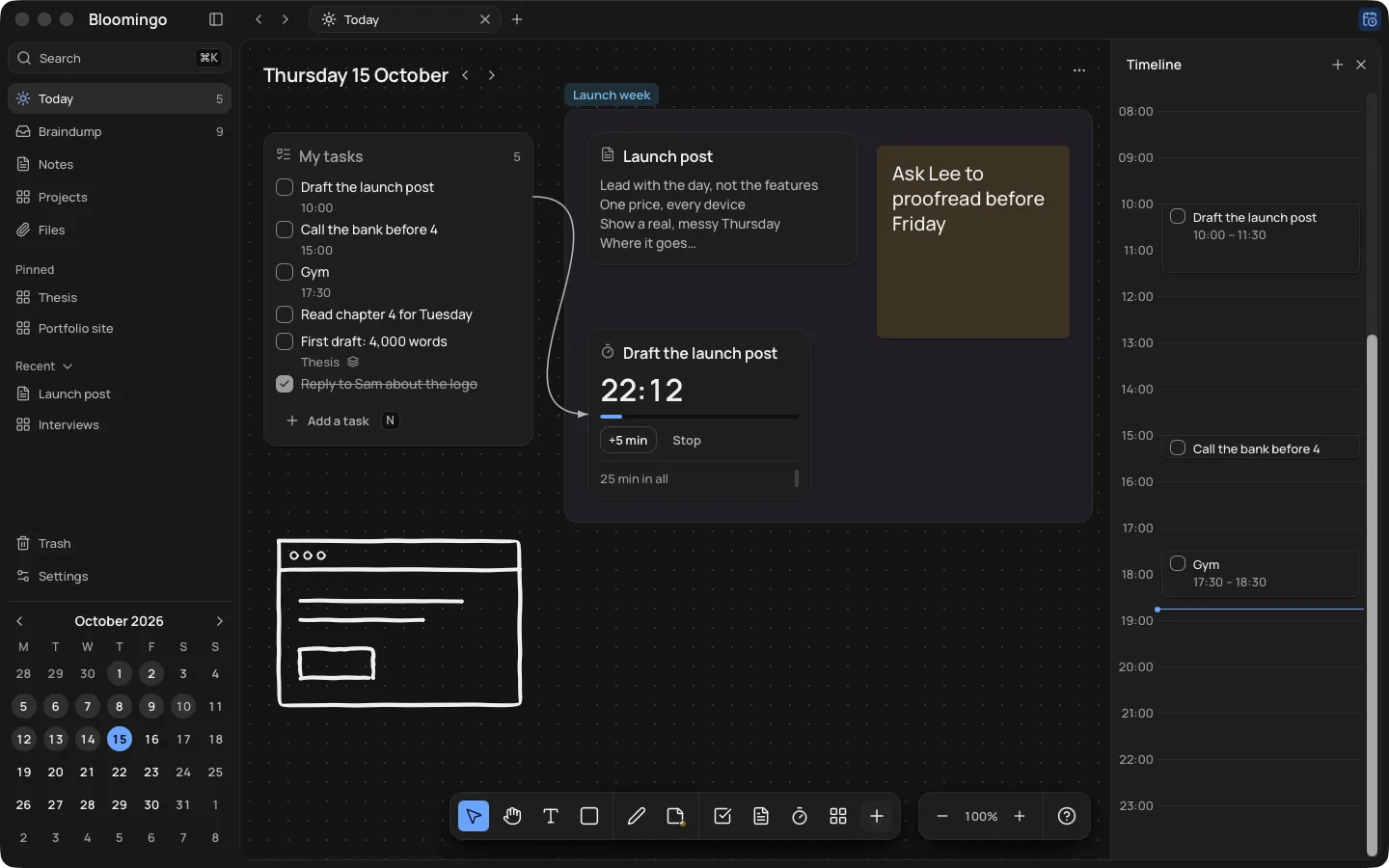 Thursday's board in the dark theme.